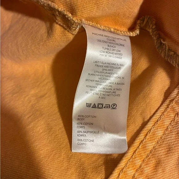 Free People Avery Denim Jacket in Orange We the Free Sz M Oversized Relaxed Fit - Picture 8 of 9